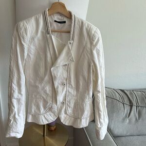 Elie Tahari White Y2K Cotton Blazer Size M Coastal Preppy